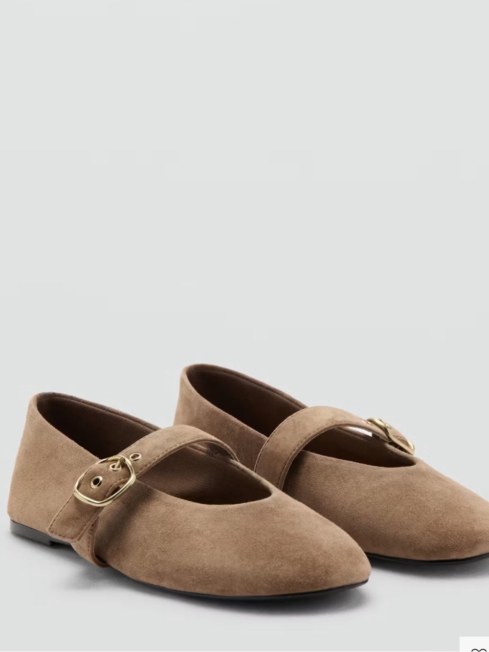 MANGO Buckle Suede Ballerina Shoes (39)